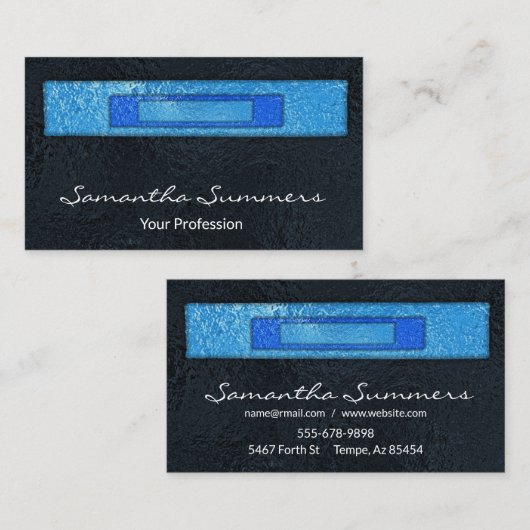 Moderne dichroïsche gesmolten glaskunst zwart blau visitekaartje (Voorkant / Achterkant)