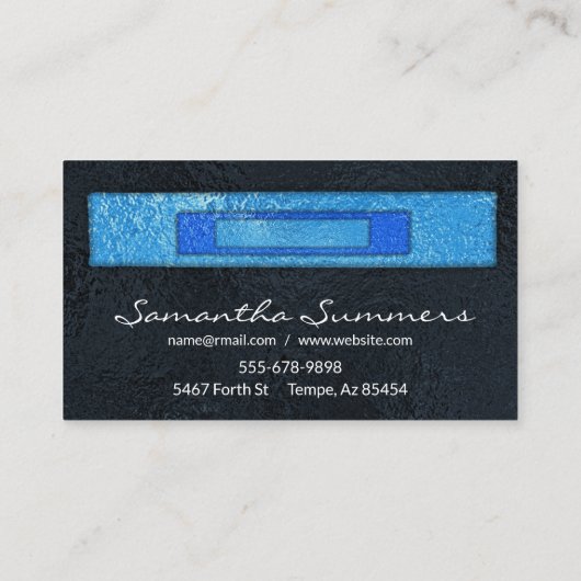 Moderne dichroïsche gesmolten glaskunst zwart blau visitekaartje (Achterkant)