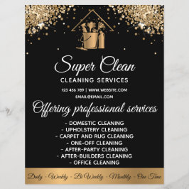 Moderne Dienstmeid Schoonmaakhuis Glitterend Goud Flyer