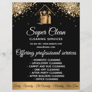 Moderne Dienstmeid Schoonmaakhuis Glitterend Goud Flyer