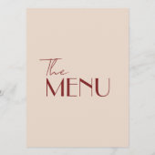 Moderne Diep Rode Retro Whimsical Fun Trouwdag Menu (Achterkant)