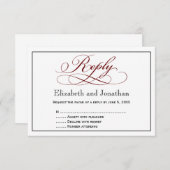 Moderne Diep Rode Script Bruiloft Antwoordkaart RSVP Kaartje (Voorkant / Achterkant)