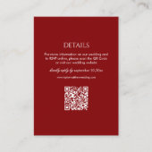 Moderne Diep Rode Trouwdetails Qr Code Informatiekaartje (Voorkant)