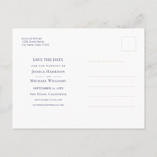 Moderne diepblauw agate van de Waterverf sparen de Uitnodiging Briefkaart (Achterkant)