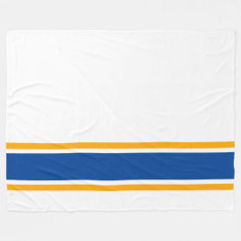 Moderne diepblauwe gele racestrepen op wit fleece deken