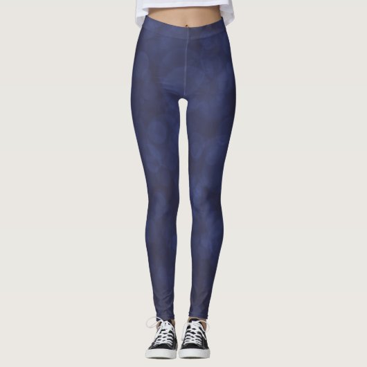 Moderne Diepe Blauwe Bokeh Leggings (Voorkant)