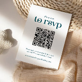 Moderne Diepe Blauwgroen QR Code Bruiloft RSVP Kaartje
