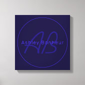 Moderne diepe Paarse kleuren | Naam kool en monogr Canvas Afdruk (Voorkant)