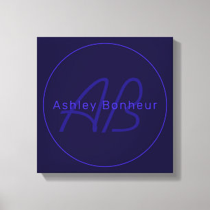 Moderne diepe Paarse kleuren   Naam kool en monogr Canvas Afdruk