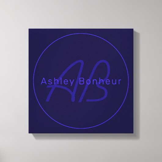 Moderne diepe Paarse kleuren | Naam kool en monogr Canvas Afdruk (Voorkant)