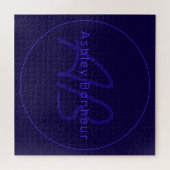 Moderne diepe Paarse kleuren | Naam kool en monogr Legpuzzel (Horizontaal)