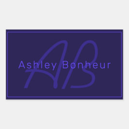 Moderne diepe Paarse kleuren | Naam kool en monogr Rechthoekige Sticker