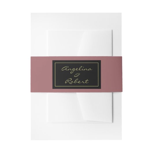 Moderne, diepe roze gouden bruiloft met bruin eleg uitnodigingen wikkel (Voorkant Voorbeeld)