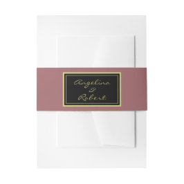 Moderne, diepe roze gouden bruiloft met bruin eleg uitnodigingen wikkel