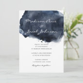 Moderne diepzeemacht Waterverf Paint Splash Weddin Kaart (Staand voorkant)