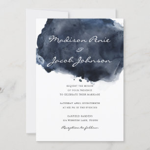 Moderne diepzeemacht Waterverf Paint Splash Weddin Kaart