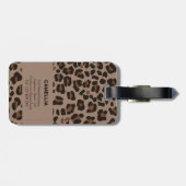 Moderne Dier Luipaard Huid Donker Bruin Bagagelabel (Achterkant horizontaal)