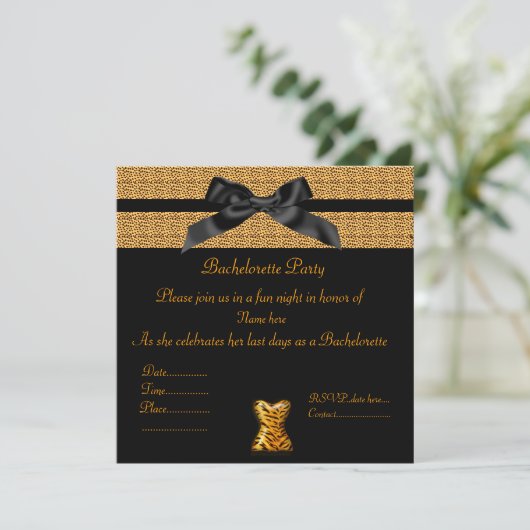 MODERNE DIERAFDRUKKING MET BACHELORETTE INVITE KAART (Staand voorkant)