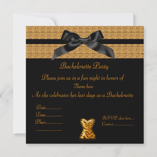 MODERNE DIERAFDRUKKING MET BACHELORETTE INVITE KAART (Voorkant)