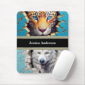 Moderne dieren, luipaard wolf muismat (Met muis)