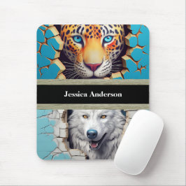 Moderne dieren, luipaard wolf muismat