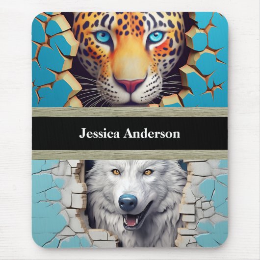 Moderne dieren, luipaard wolf muismat (Voorkant)