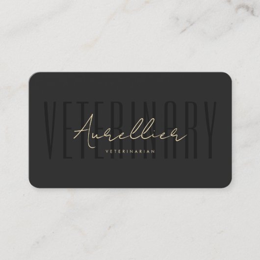 Moderne Dierenarts VET Zwart Goud Visitekaartje (Voorkant)