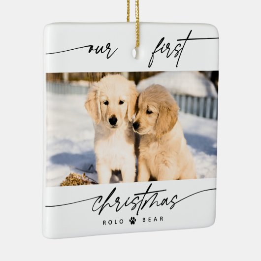Moderne dierenliefhebber is onze eerste kerstfoto keramisch ornament (Rechts)