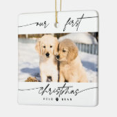 Moderne dierenliefhebber is onze eerste kerstfoto keramisch ornament (Links)