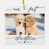 Moderne dierenliefhebber is onze eerste kerstfoto keramisch ornament (Voorkant)