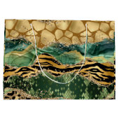 Moderne Dierenprint Glitter Happy Birthday Groot Cadeauzakje (Achterkant)