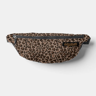 Moderne Dierlijke Leopard Huid Donkerbruine Naam A Heuptasje