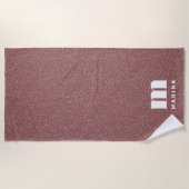 Moderne dierprint mauve gepersonaliseerd monogram strandlaken (Voorkant)