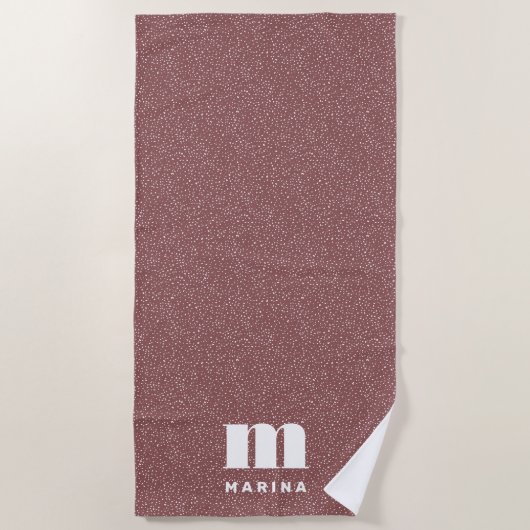 Moderne dierprint mauve gepersonaliseerd monogram strandlaken (Voorkant)
