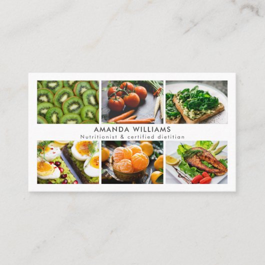 Moderne diëtist voedingsdeskundige foto's raster c visitekaartje (Voorkant)