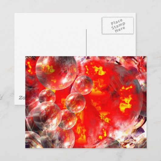 Moderne digitale Abstracte ballen & Vuur Briefkaart (Voorkant / Achterkant)