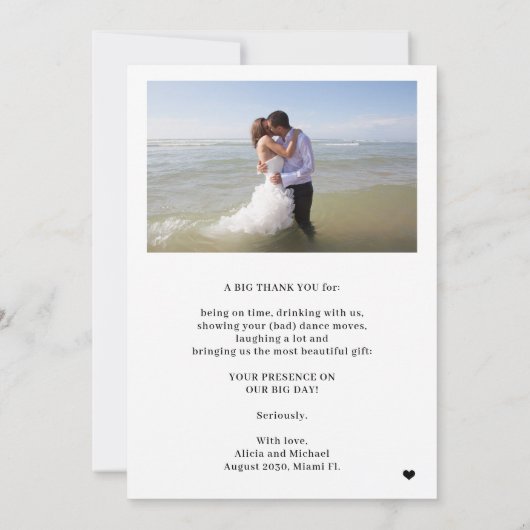 Moderne digitale afdrukbare trouwfoto dank u kaart (Achterkant)
