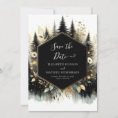 Moderne digitale betoverde bos bruiloft save the date (Voorkant)