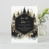 Moderne digitale betoverde bos bruiloft save the date (Staand voorkant)