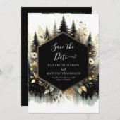 Moderne digitale betoverde bos bruiloft save the date (Voorkant / Achterkant)