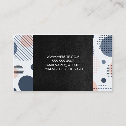 Moderne digitale geometrie | Zwart leder Visitekaartje (Achterkant)