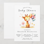 Moderne Digitale Giraffe Baby Shower Kaart (Voorkant / Achterkant)