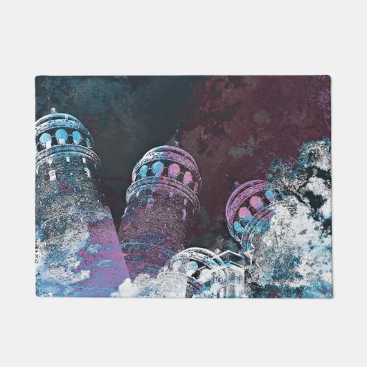 Moderne digitale grafische roze towerontwerpen deurmat (Voorkant)