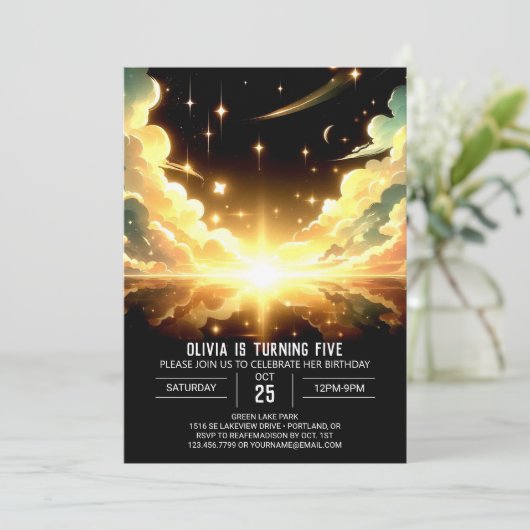 Moderne Digitale Hemelse Verjaardag in de Ruimte Kaart (Staand voorkant)