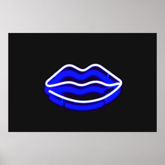 Moderne digitale kunst | Blauwe Neon Wall Licht Poster (Voorkant)