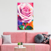 Moderne Digitale Kunst Enkele Felroze Roos Canvas Afdruk (Insitu (Woonkamer))