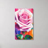 Moderne Digitale Kunst Enkele Felroze Roos Canvas Afdruk (Voorkant)