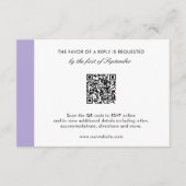 Moderne digitale lavender Paarse QR-code bruiloft RSVP Kaartje (Voorkant)