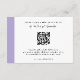 Moderne digitale lavender Paarse QR-code bruiloft RSVP Kaartje