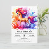 Moderne digitale paard verjaardag kaart (Staand voorkant)